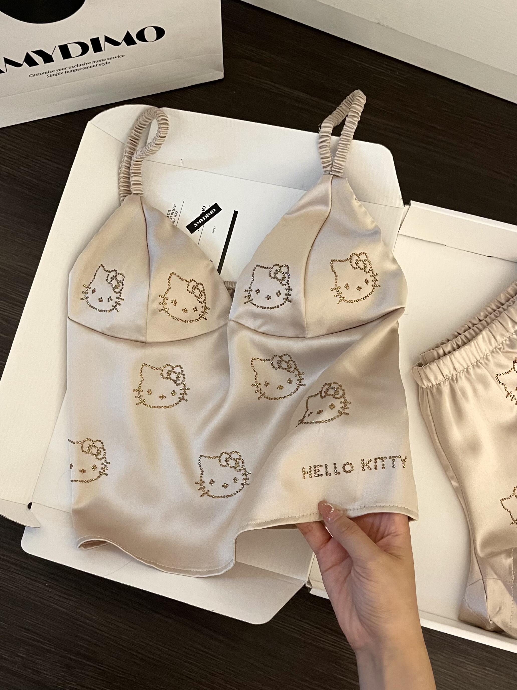 Hello Kitty Champagne Satin Pajama Set