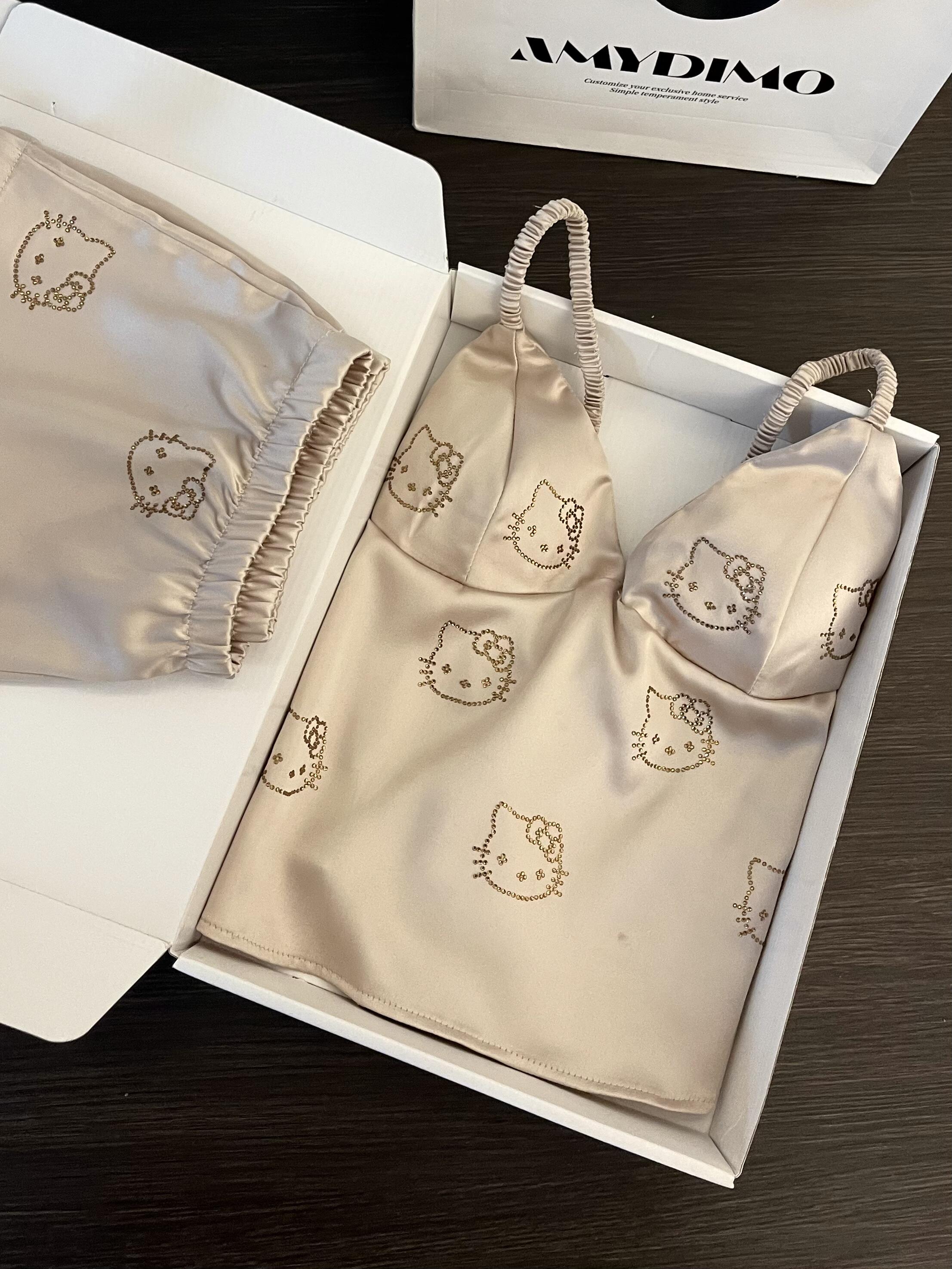 Hello Kitty Champagne Satin Pajama Set