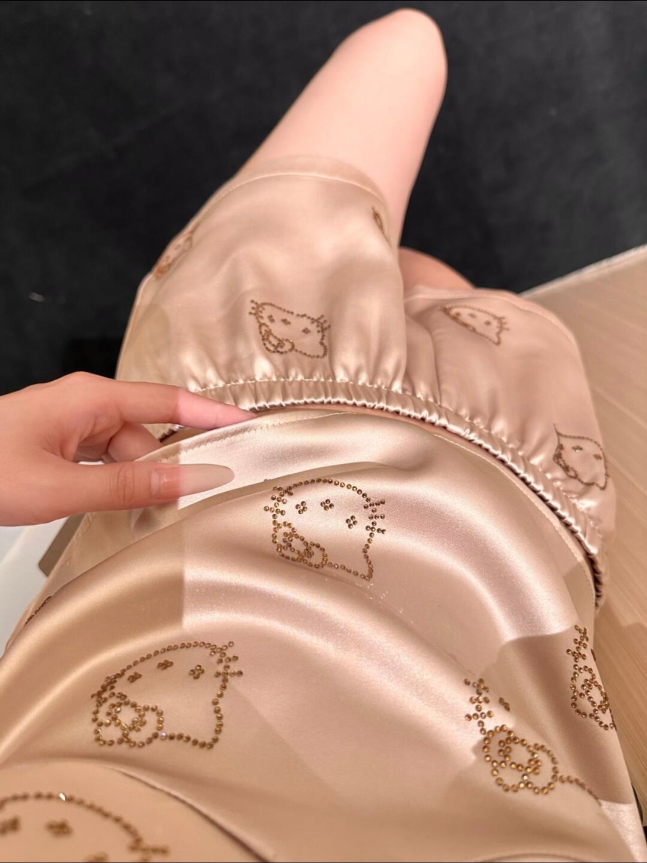 Hello Kitty Champagne Satin Pajama Set