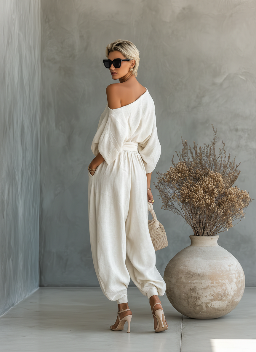 Selly | Off-Shoulder Linen Co-Ord Set