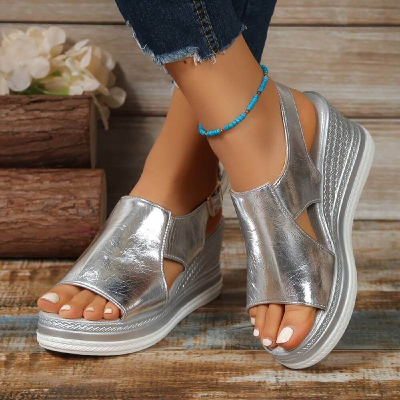Dolly | Open Toe Wedge Espadrille Sandals