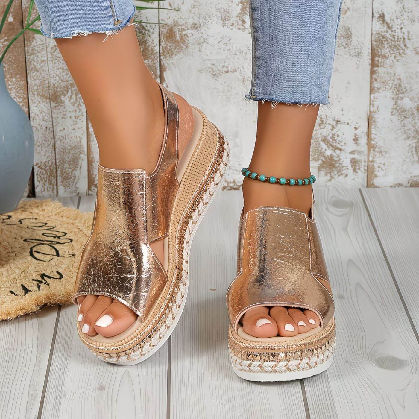 Dolly | Open Toe Wedge Espadrille Sandals