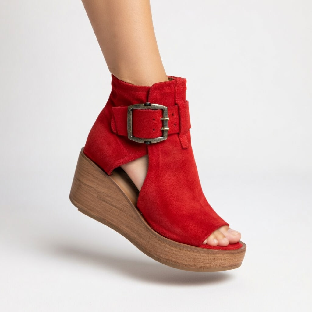 Ava Open-Toe Wedge Ankle Boots
