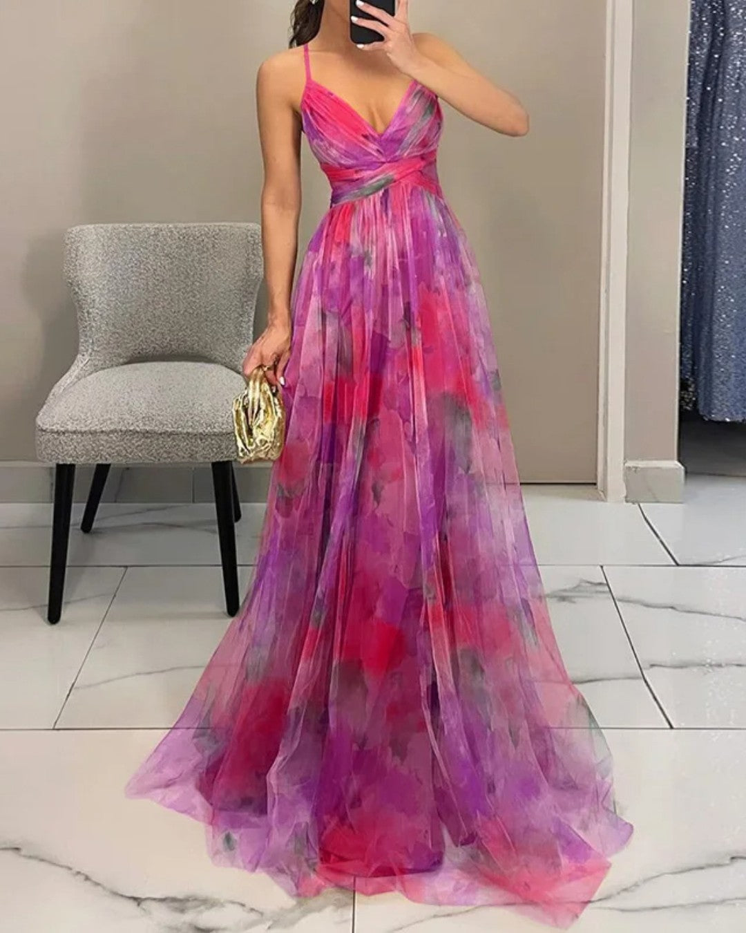 Evelyn Flower Maxi Dress