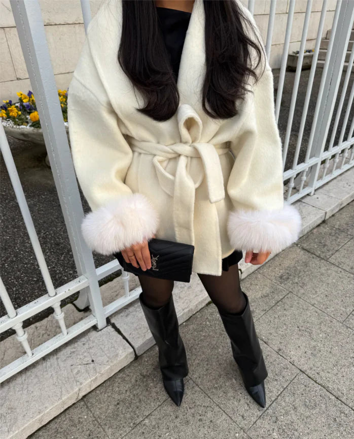 Belted Trench With Fur