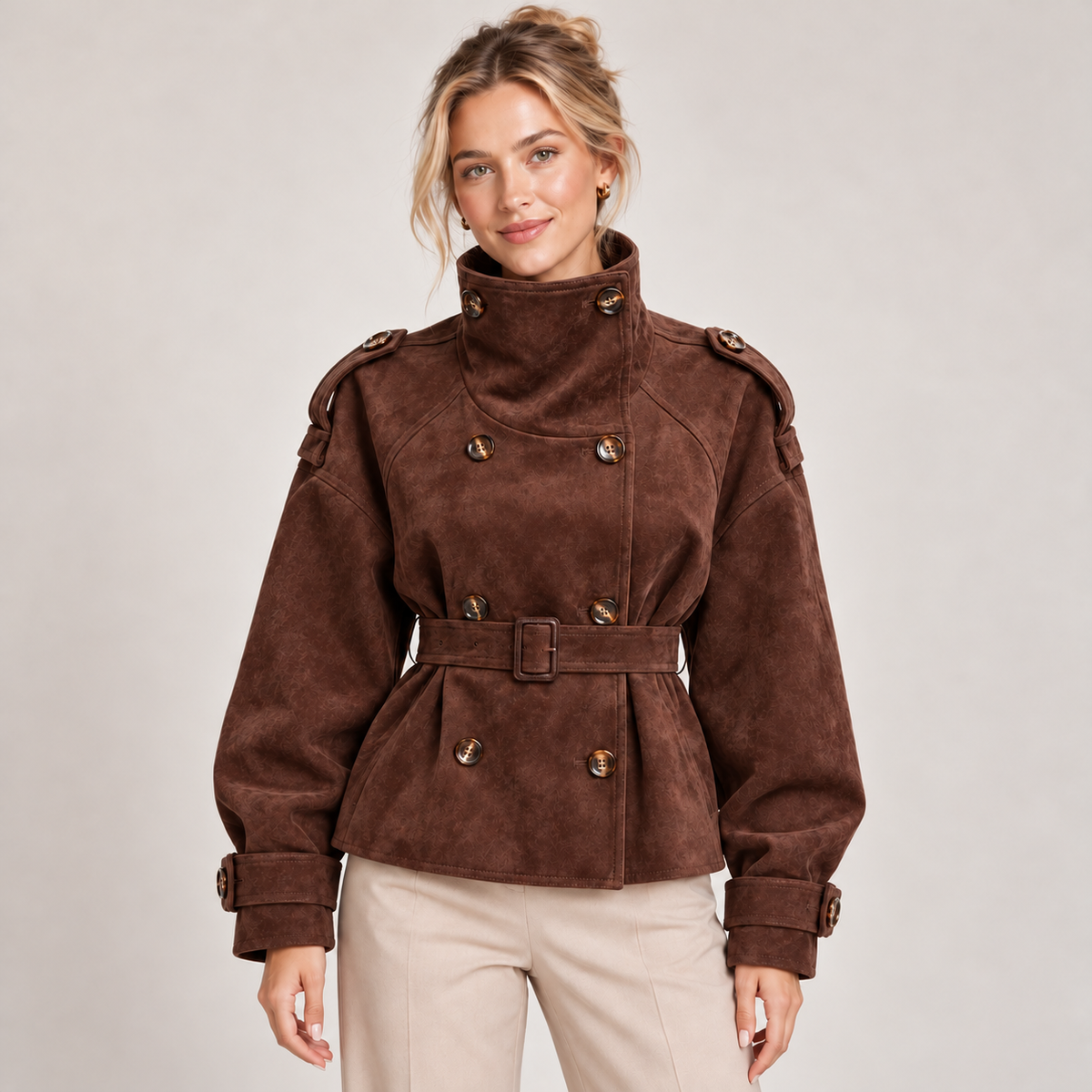 Josie Cropped Belted Trench Coat