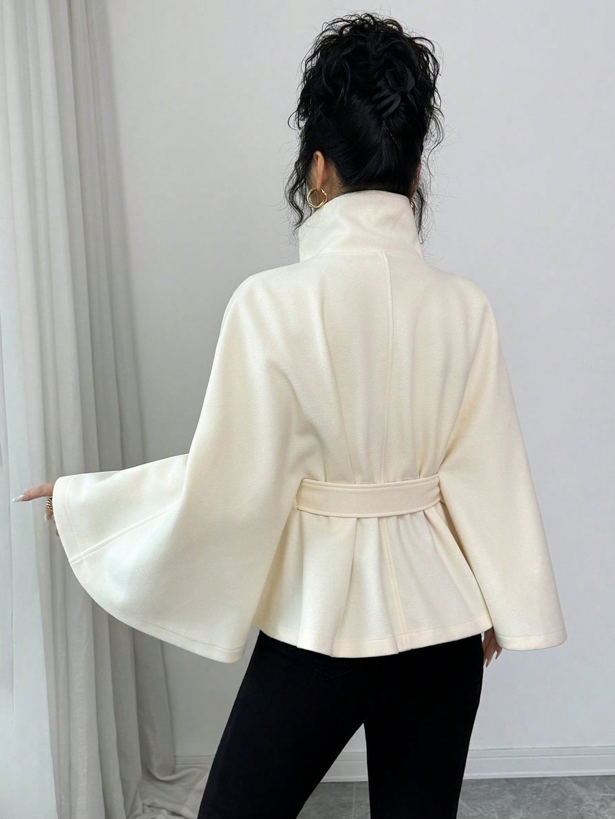 Elena High Collar Poncho Coat