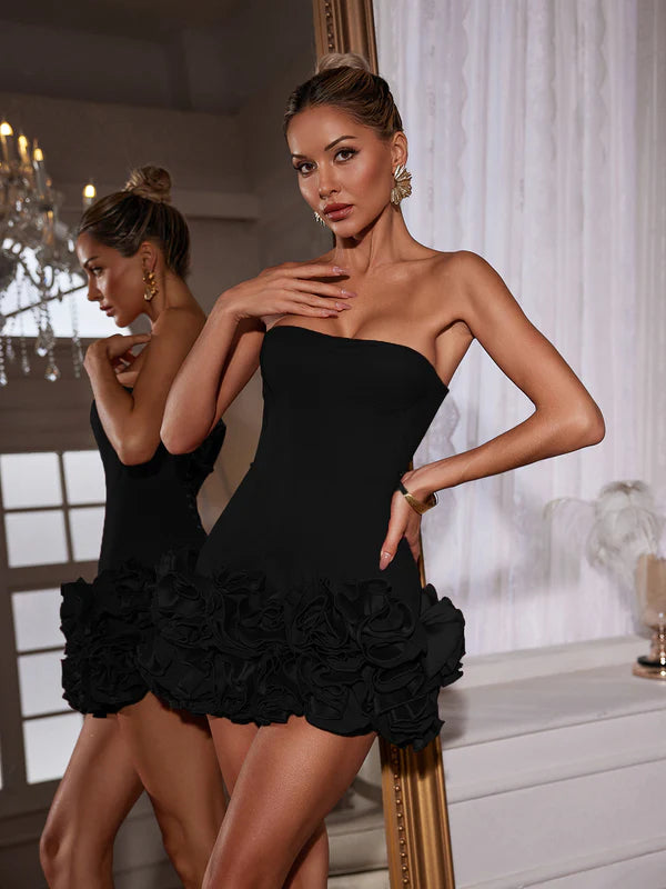 Victoria Strapless Flower Mini Dress