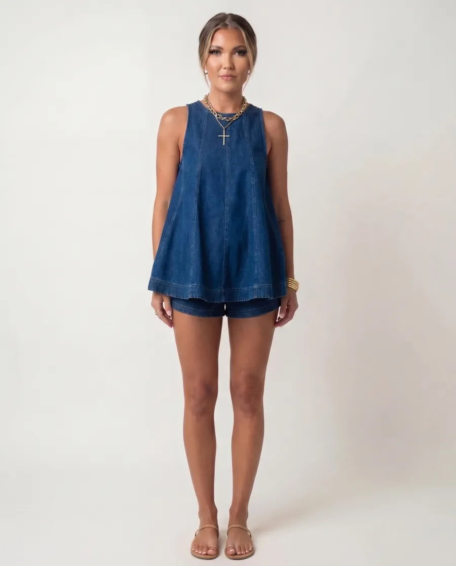 Maia Denim Two-Piece Set