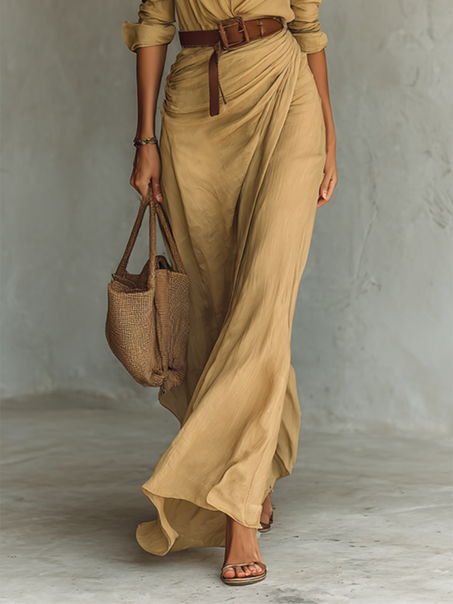 Sienna | Draped Shirt Maxi Dress