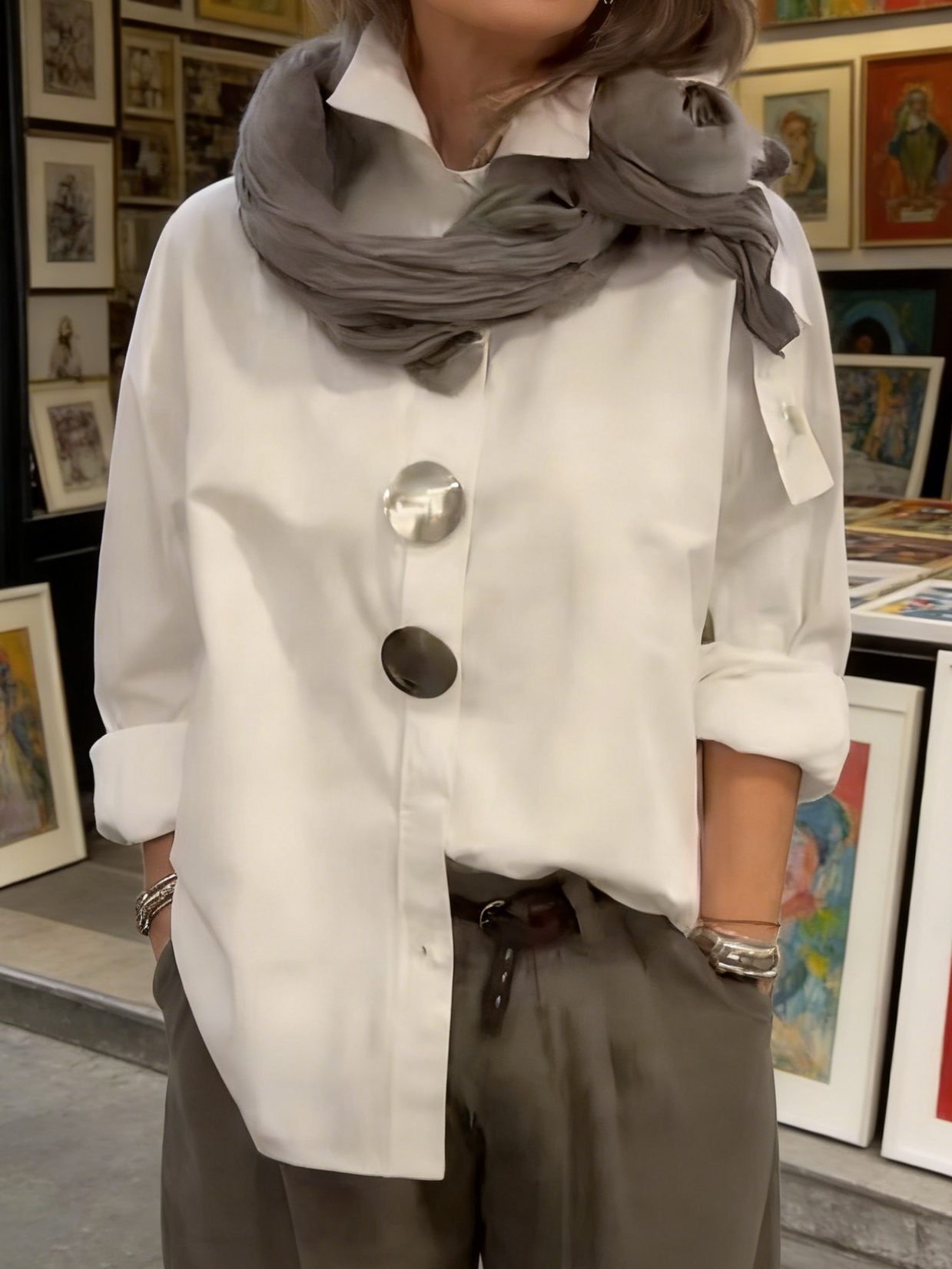Aria | Stand Collar Button Blouse