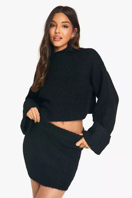 High Neck Crop Jumper + FREE Mini Skirt