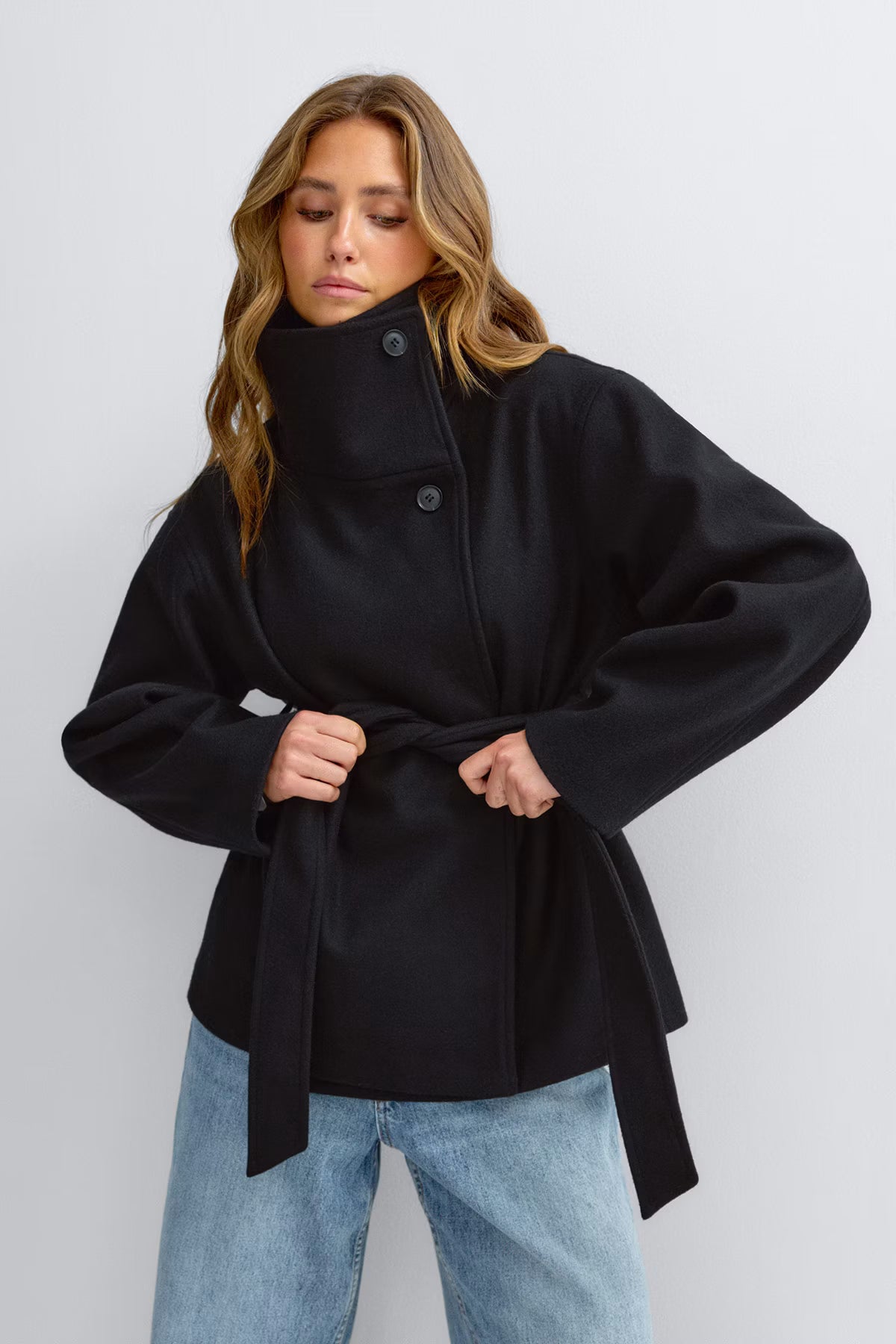 Selina High Neck Belted Jacket