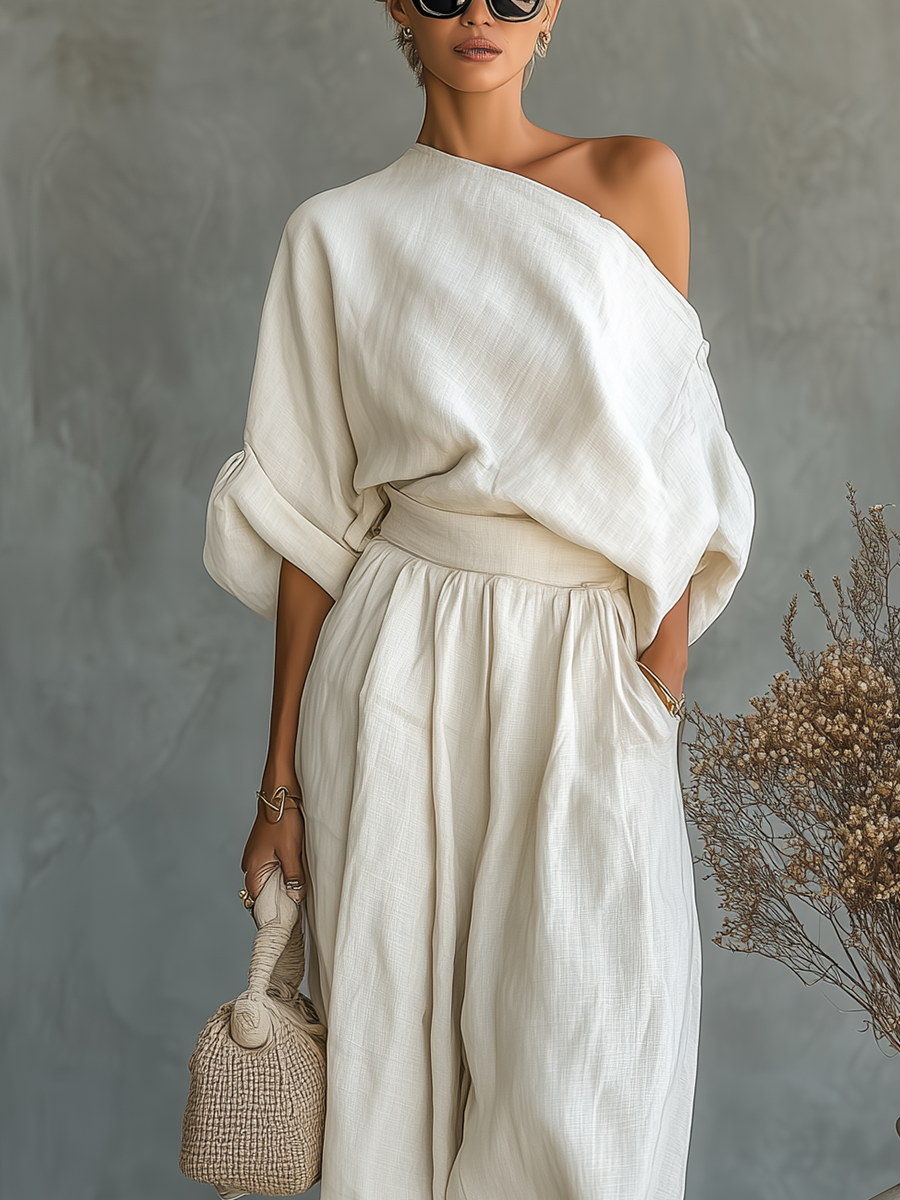 Selly | Off-Shoulder Linen Co-Ord Set