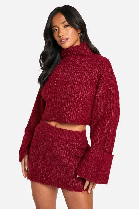 High Neck Crop Jumper + FREE Mini Skirt