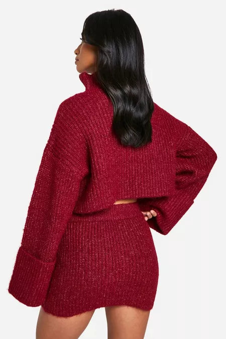 High Neck Crop Jumper + FREE Mini Skirt