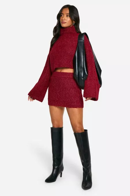 High Neck Crop Jumper + FREE Mini Skirt