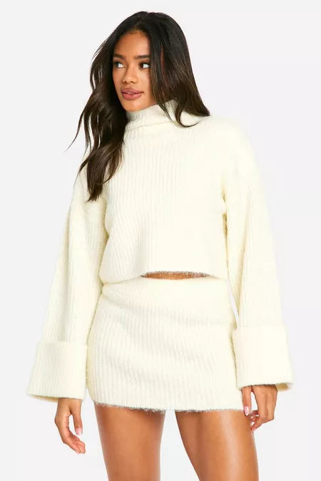 High Neck Crop Jumper + FREE Mini Skirt