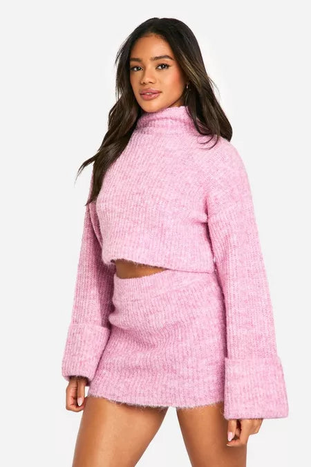 High Neck Crop Jumper + FREE Mini Skirt