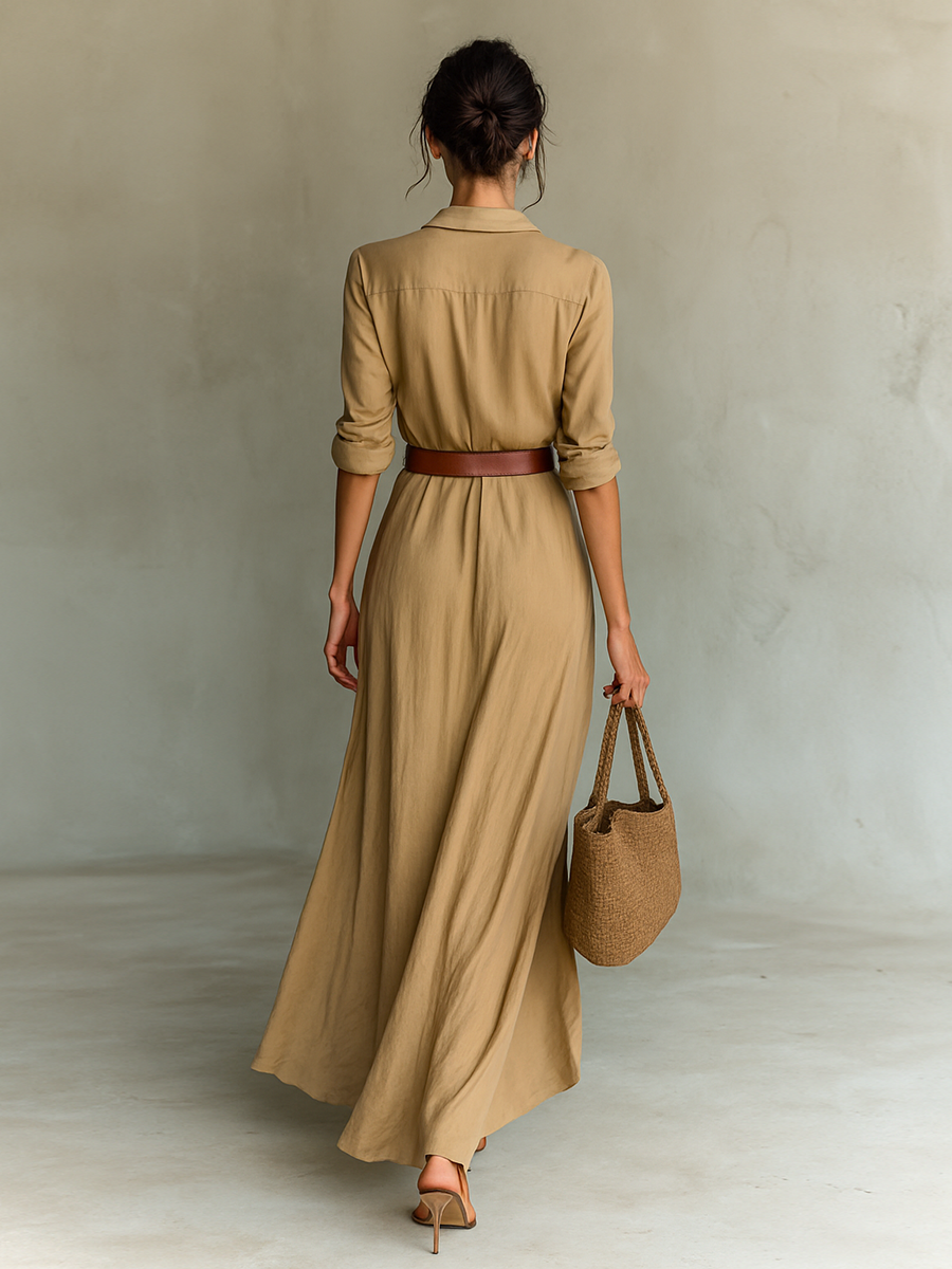 Sienna | Draped Shirt Maxi Dress
