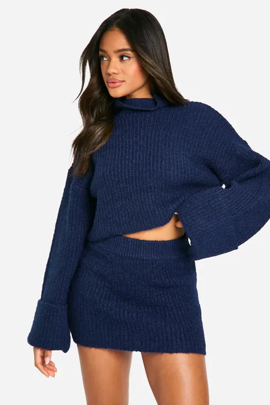 High Neck Crop Jumper + FREE Mini Skirt