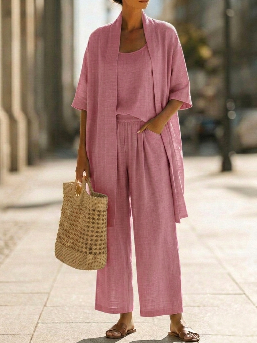 Isabel Linen-Cotton Three-Piece Set