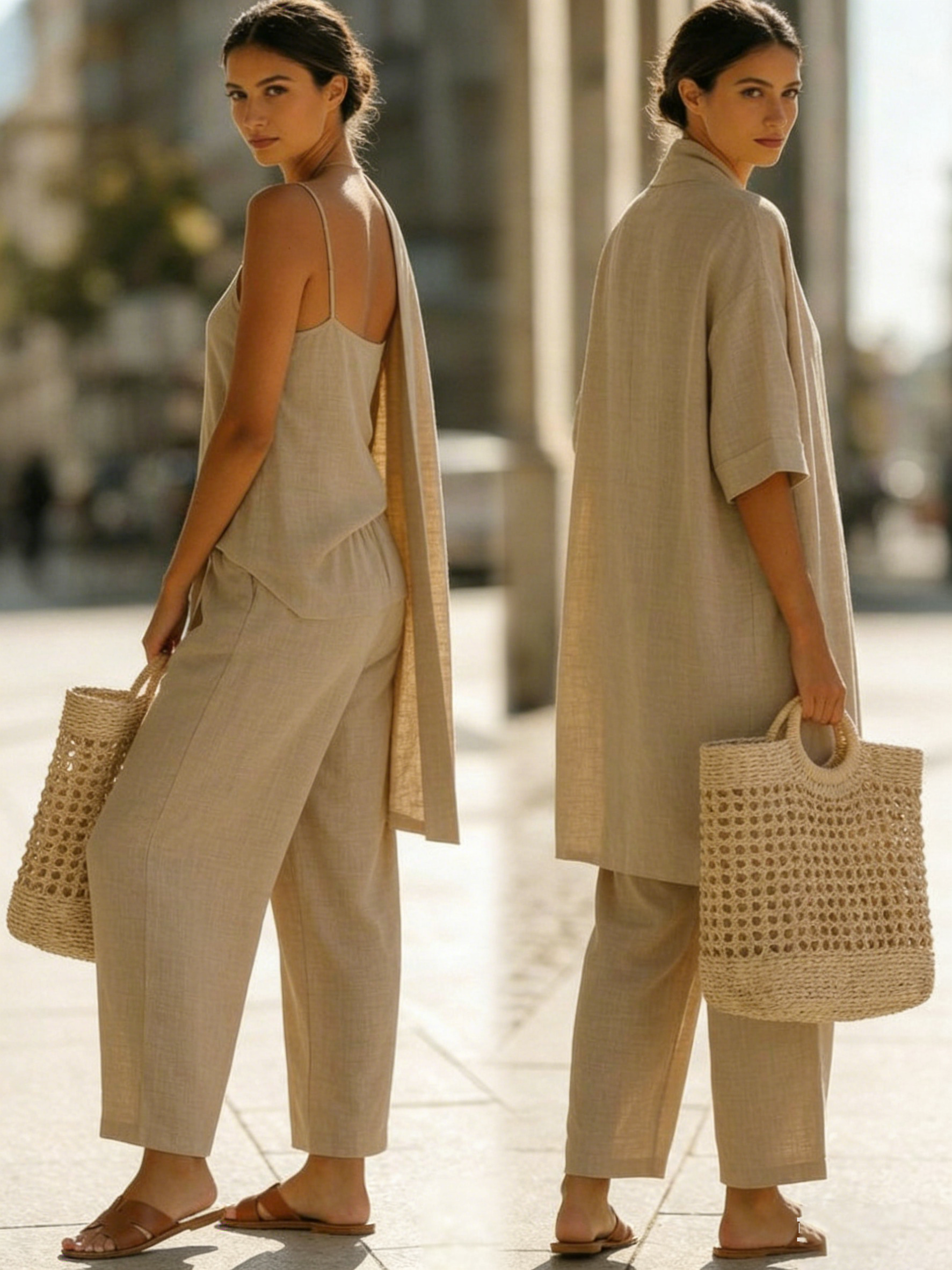 Isabel Linen-Cotton Three-Piece Set