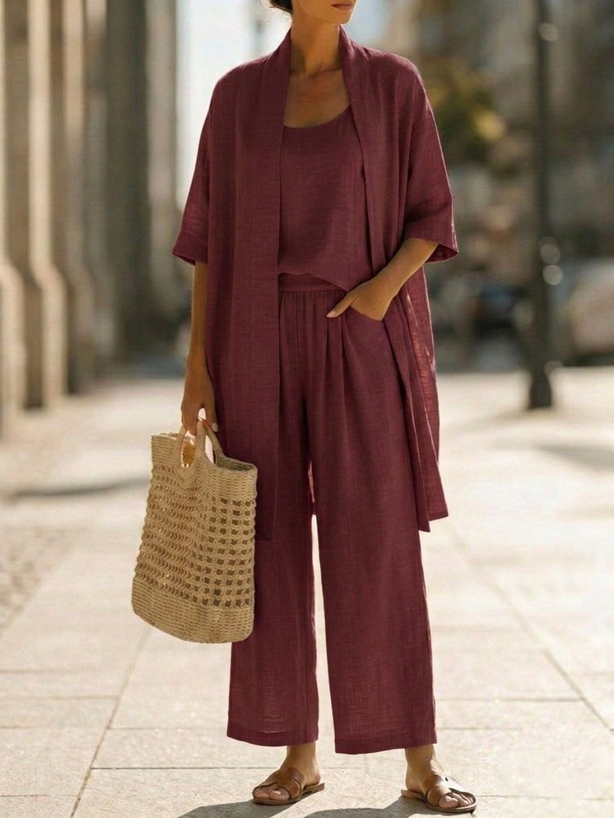 Isabel Linen-Cotton Three-Piece Set