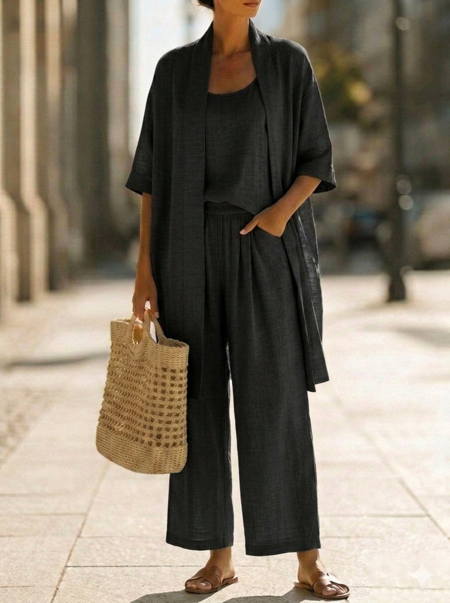 Isabel Linen-Cotton Three-Piece Set