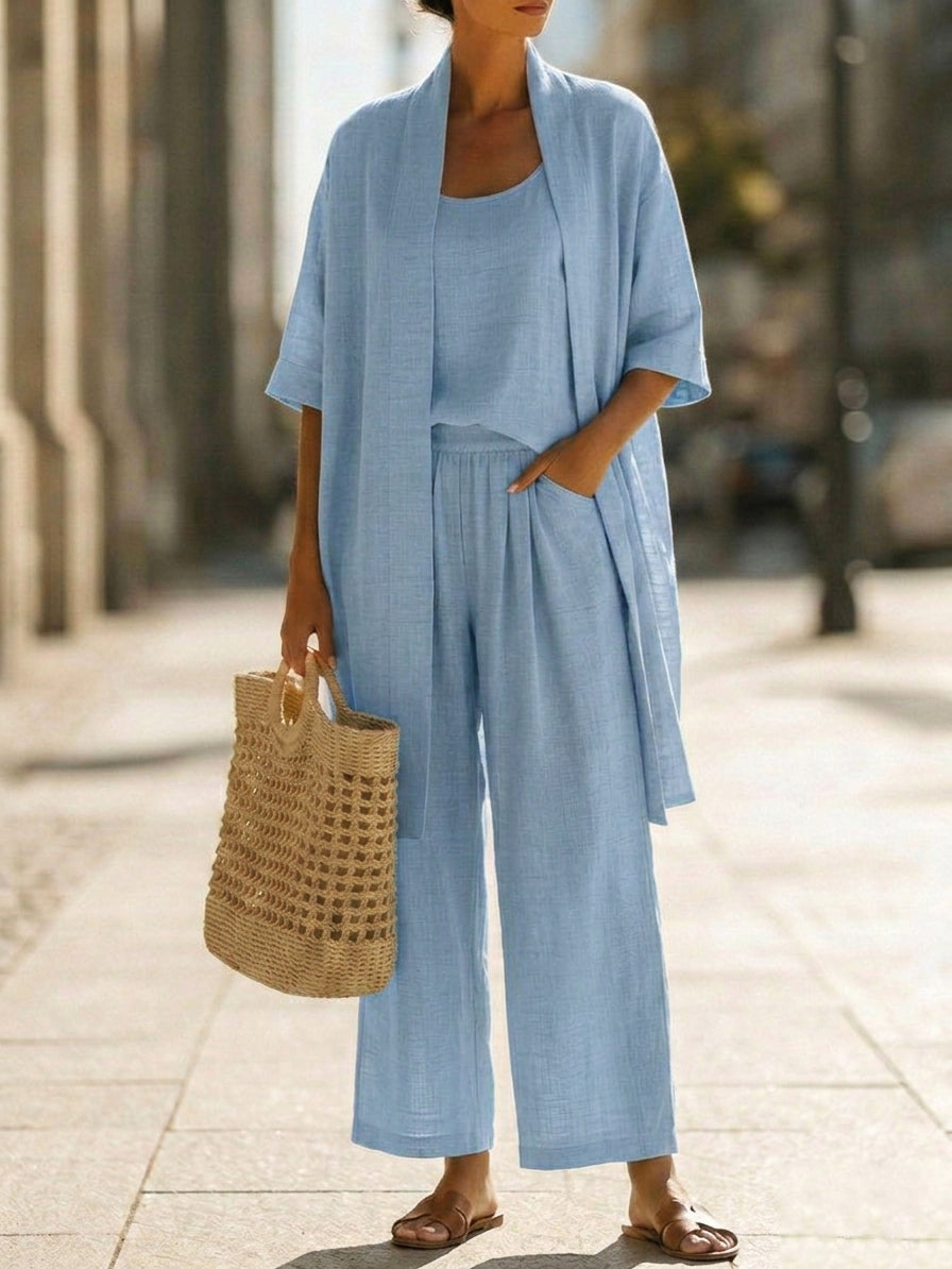 Isabel Linen-Cotton Three-Piece Set