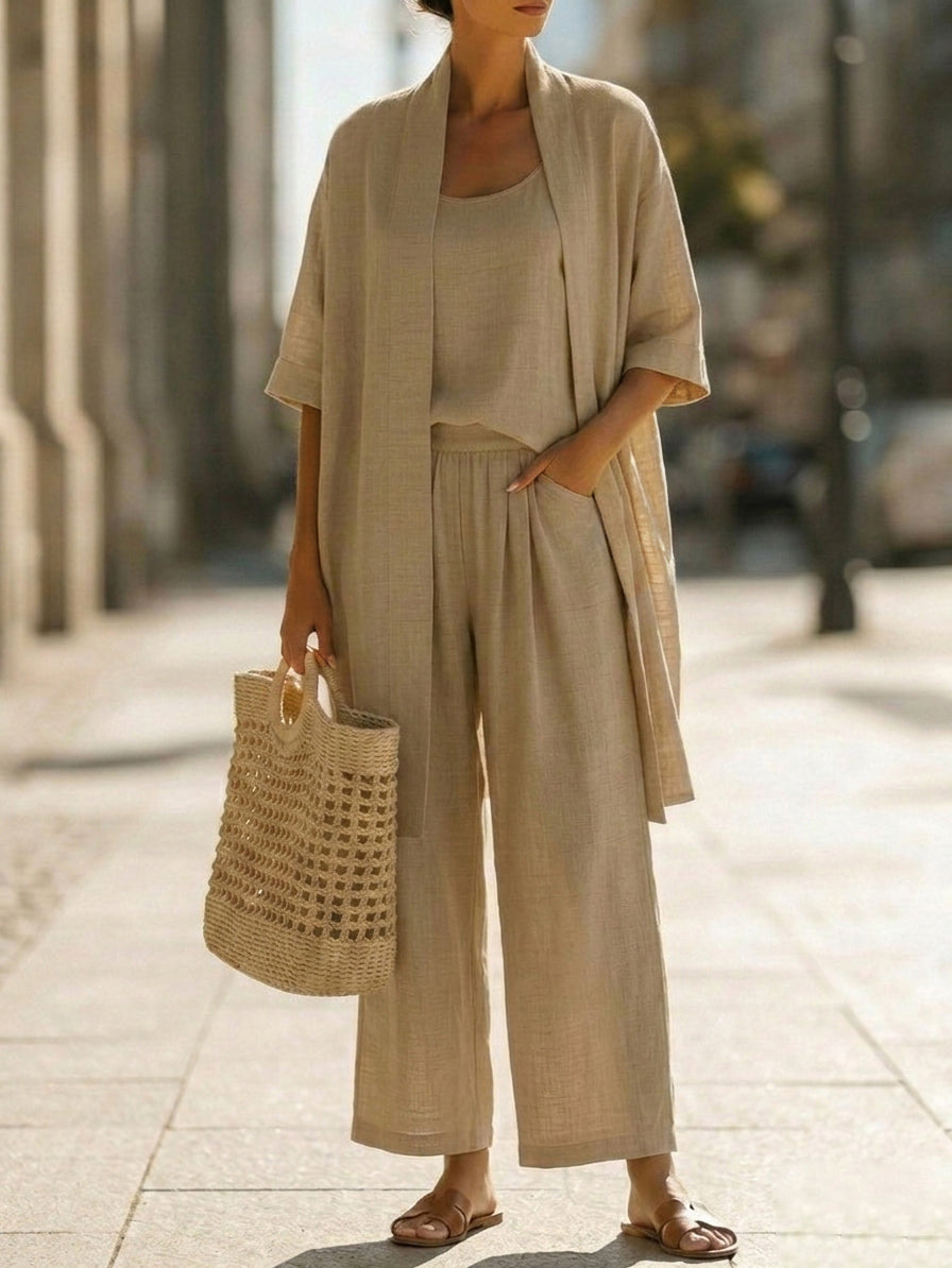 Isabel Linen-Cotton Three-Piece Set