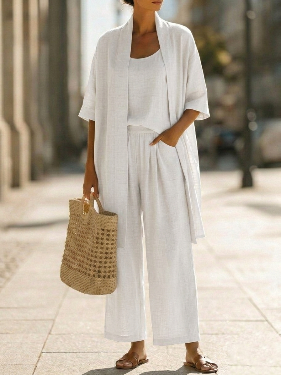 Isabel Linen-Cotton Three-Piece Set