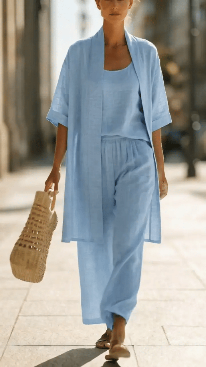 Isabel Linen-Cotton Three-Piece Set