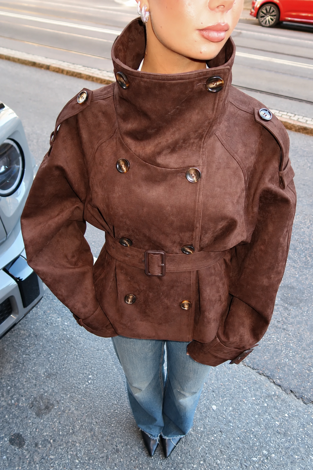 Josie Cropped Belted Trench Coat