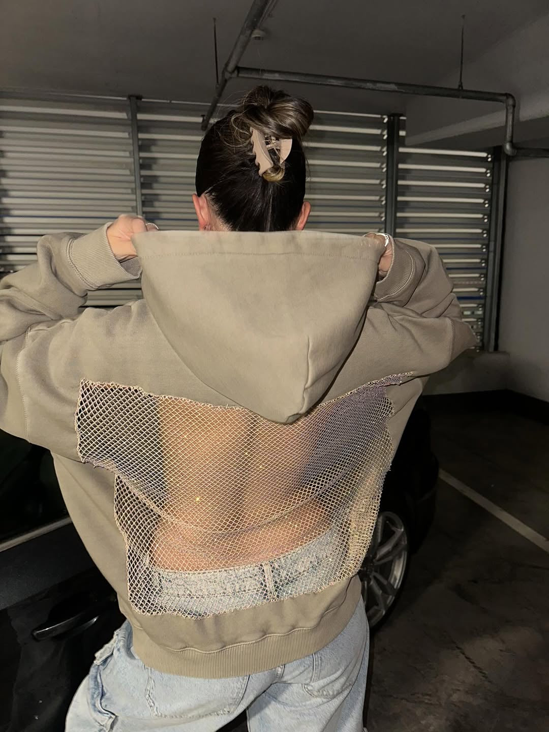 Luna Rhinestone Mesh Hoodie