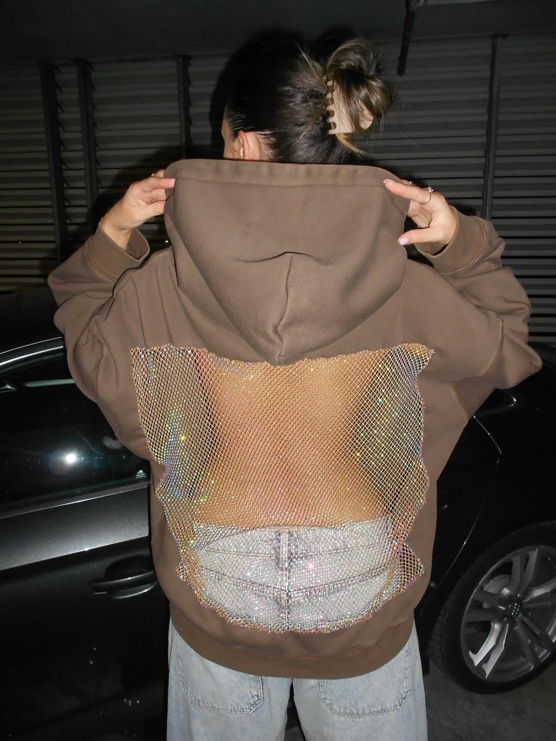 Luna Rhinestone Mesh Hoodie