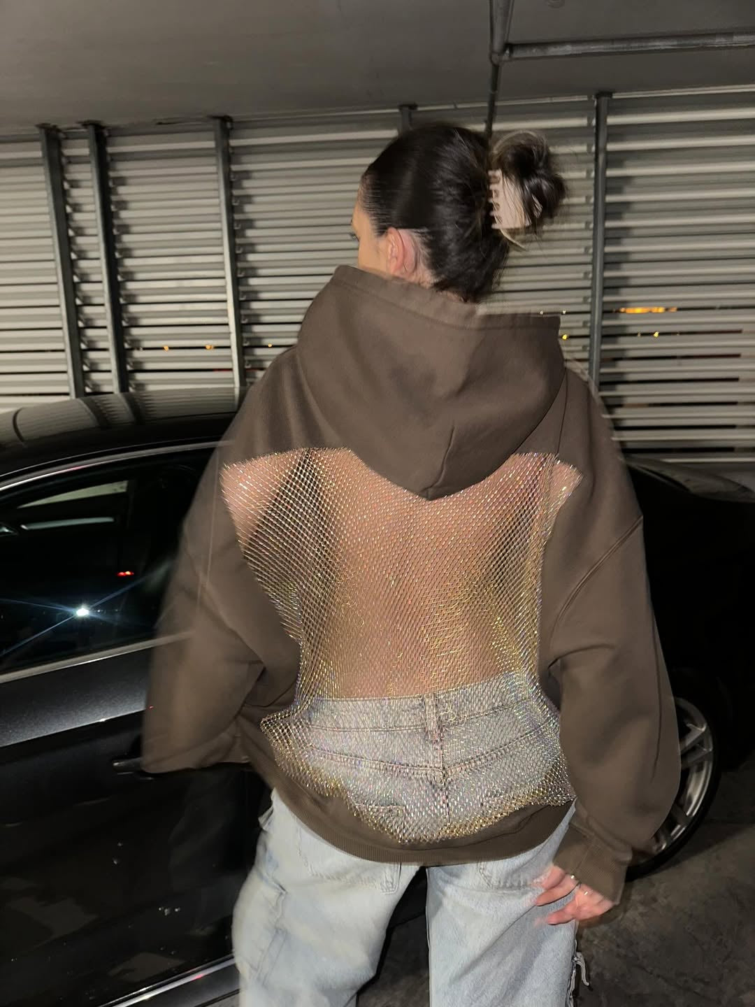 Luna Rhinestone Mesh Hoodie