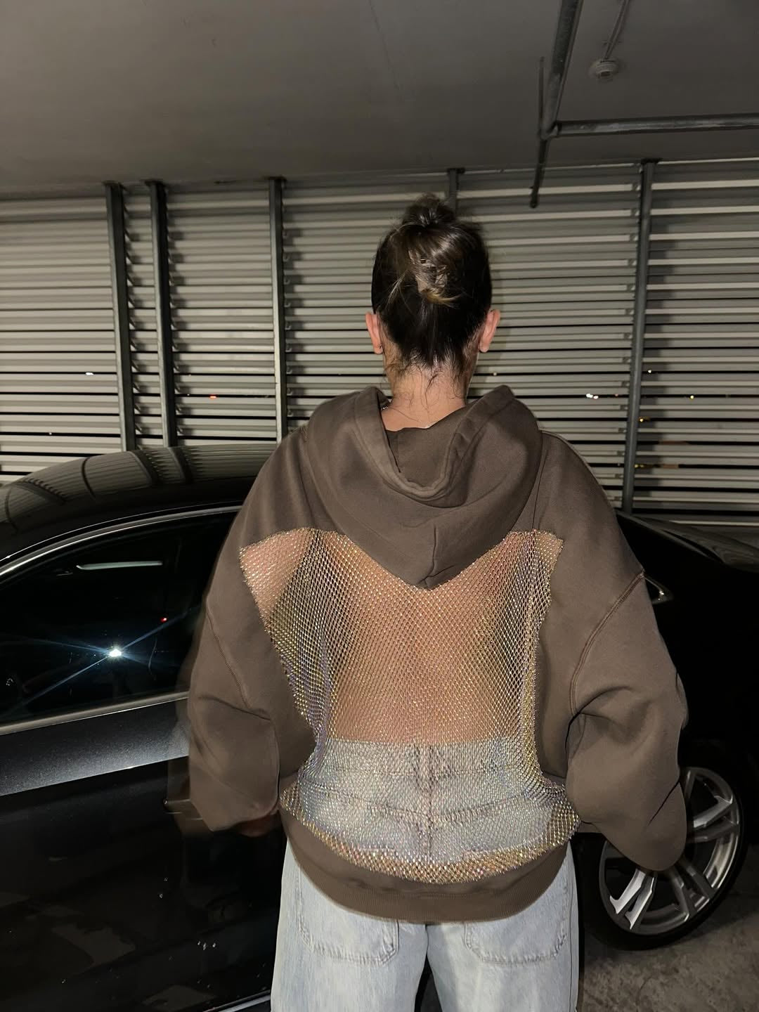 Luna Rhinestone Mesh Hoodie