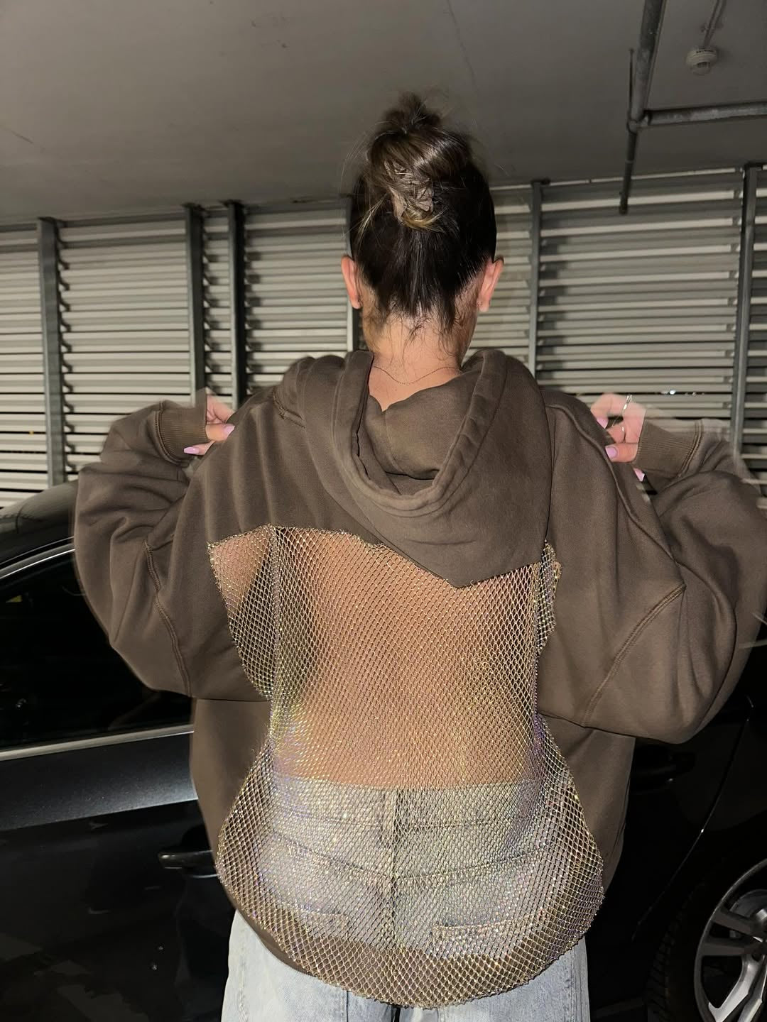 Luna Rhinestone Mesh Hoodie