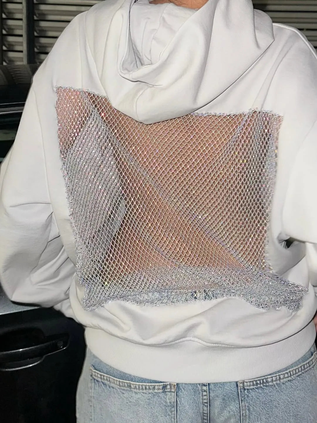 Luna Rhinestone Mesh Hoodie