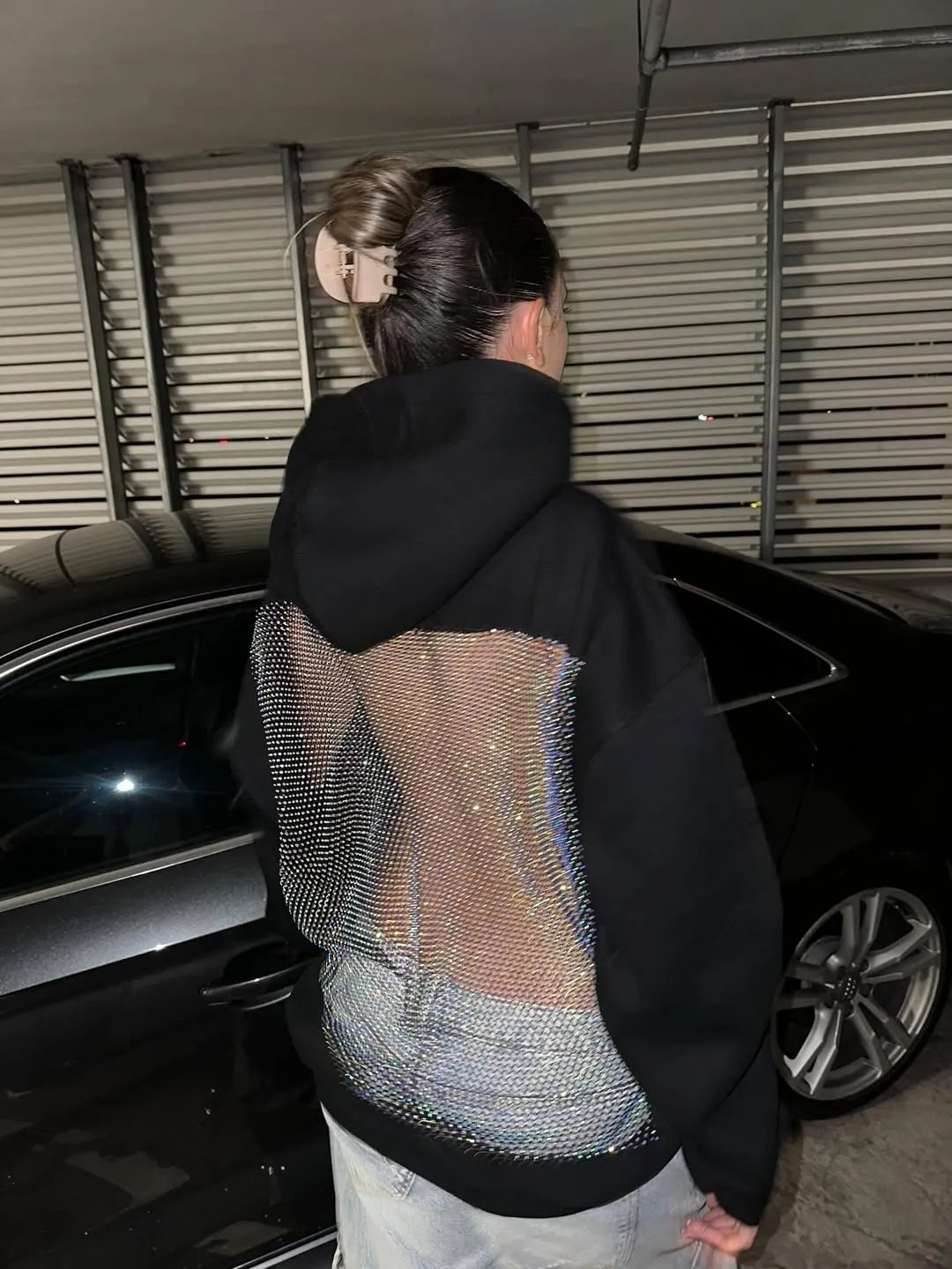 Luna Rhinestone Mesh Hoodie