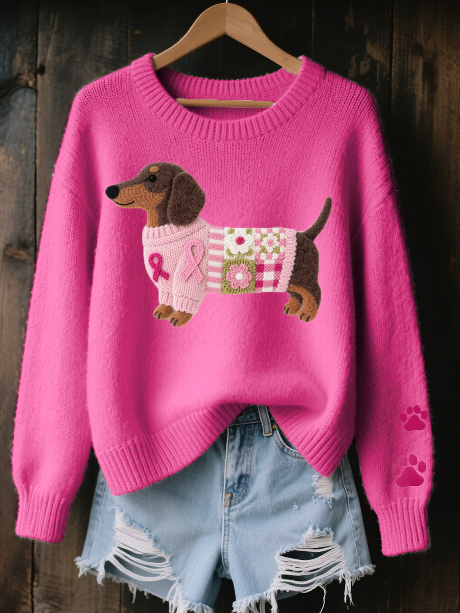 Dakota - Wool Jumper With Dachshund Pattern