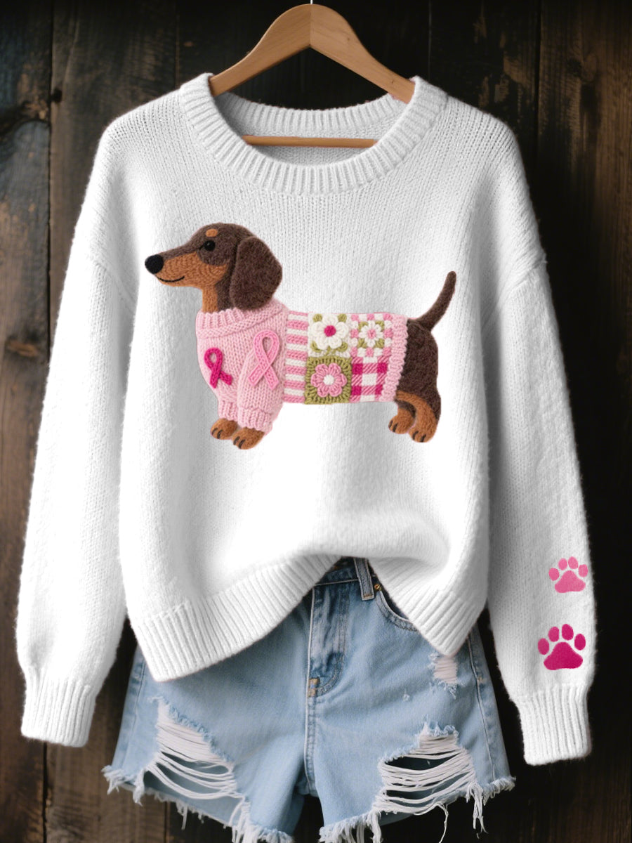 Dakota - Wool Jumper With Dachshund Pattern