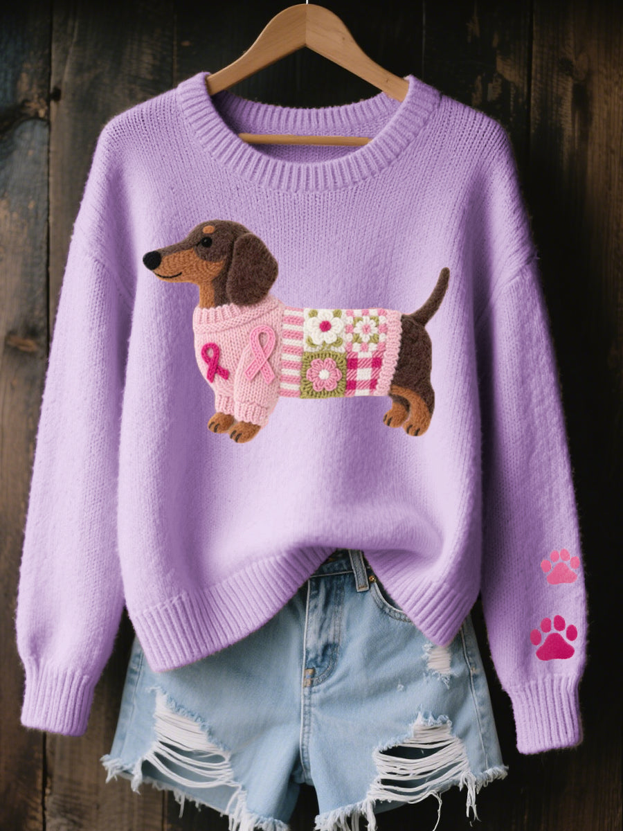 Dakota - Wool Jumper With Dachshund Pattern